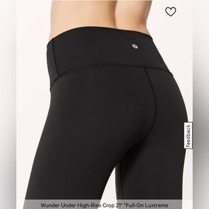 Like new, Lululemon wonder under crop 21 inch full on luxtreme leggings